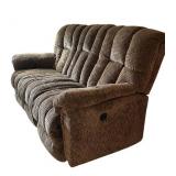 Reclining Brown Fabric 3-Seat Sofa - 82 in L x 40 in D x 20 in H