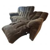 Reclining Brown Fabric 3-Seat Sofa - 82 in L x 40 in D x 20 in H