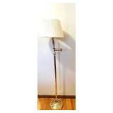 DR - Brass Floor Lamp with Adjustable Arm & Cream Pleated Shade - Approximately 55 in Tall