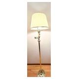 DR - Brass Floor Lamp with Adjustable Arm & Cream Pleated Shade - Approximately 55 in Tall