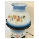 DR - Accurate Casting Hurricane Lamp - Vintage Hand Painted Floral Glass
