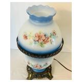 DR - Accurate Casting Hurricane Lamp - Vintage Hand Painted Floral Glass