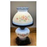 DR - Accurate Casting Hurricane Lamp - Vintage Hand Painted Floral Glass