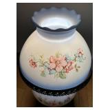 DR - Accurate Casting Hurricane Lamp - Vintage Hand Painted Floral Glass