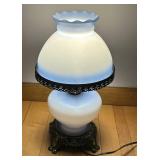 DR - Accurate Casting Hurricane Lamp - Vintage Hand Painted Floral Glass