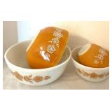 DR - Pyrex Vintage Butterfly Gold Floral Mixing Bowls - 4-Piece Set
