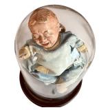 Antique Louis Amberg & Son John Bunny #34 Composite Doll & Glass Dome - 14 in Tall