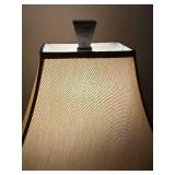 DR - Table Lamp - 30-Inch Tall, Dark Metal Base & Beige Fabric Shade