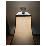 DR - Table Lamp - 30-Inch Tall, Dark Metal Base & Beige Fabric Shade
