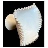 Fenton Milk Glass Silver Crest Square Centerpiece Bowl - 9 in Square & 8 in Tall