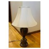 DR - Brass Table Lamp 33 in Tall & White Fabric Shade
