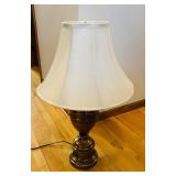 DR - Brass Table Lamp 33 in Tall & White Fabric Shade