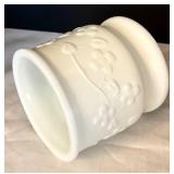 Milk Glass Vase & 5 Coasters - 4 1/4 in Tall, 4 1/4 in Dia