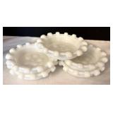 Milk Glass Vase & 5 Coasters - 4 1/4 in Tall, 4 1/4 in Dia