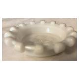 Milk Glass Vase & 5 Coasters - 4 1/4 in Tall, 4 1/4 in Dia