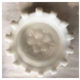 Milk Glass Vase & 5 Coasters - 4 1/4 in Tall, 4 1/4 in Dia