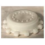 Milk Glass Vase & 5 Coasters - 4 1/4 in Tall, 4 1/4 in Dia