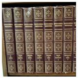 LL - Vintage Leather Encyclopedia Britannica Books and World Atlas with Bookcase