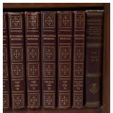 LL - Vintage Leather Encyclopedia Britannica Books and World Atlas with Bookcase
