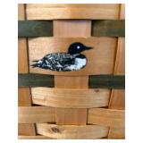 DR - Wicker Basket with Duck Motif & Wood Handles - 14-in Tall