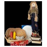DR - Scarecrow Figure 3 Ft Tall With Doilies, Baskets, Tea Lights & Storage Dishes