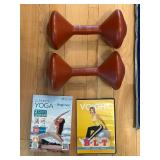DR - Performax Exercise Mat with 2 Dumbbells & Yoga DVDs (Lot of 5)