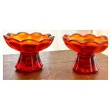 DR - Laughlin Dish & Amberina Candle Holders