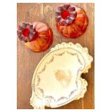 DR - Laughlin Dish & Amberina Candle Holders