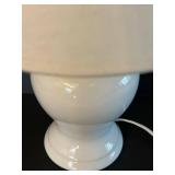 DR - White Ceramic Table Lamp 15 in H with Linen Shade