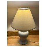 DR - White Ceramic Table Lamp 15 in H with Linen Shade