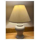 DR - White Ceramic Table Lamp 15 in H with Linen Shade
