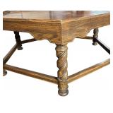 G - Vintage Hexagonal Coffee Table - 44 In Diameter, 17.5 In Tall, Dark Wood
