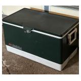 G - Vintage Coleman Steel-Belted Cooler 16 x 28 in Green Ice Chest