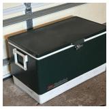 G - Vintage Coleman Steel-Belted Cooler 16 x 28 in Green Ice Chest