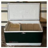 G - Vintage Coleman Steel-Belted Cooler 16 x 28 in Green Ice Chest