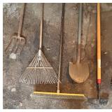 G - Assorted Tools - Rake, Shovel, Pitchfork, Broom & More