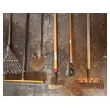G - Assorted Tools - Rake, Shovel, Pitchfork, Broom & More