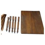 G - Antique Oak Dining Table with 7 Leaves Included - 35 x 42 in Top, 11 in Each
