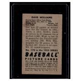 1952 Bowman Dave Williams #178 Vintage Baseball Card
