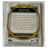 Joe Mauer Game Used Relic /399 2013 Topps Tier One #TOR0JM Numbered 337/399 Minnesota Twins Baseball Card