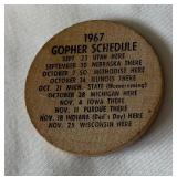 1967 Minnesota Vikings and University of Minnesota Vintage Token Schedule