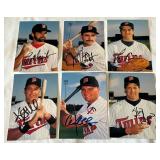 (7) Minnesota Twins Autographed Post Cards - Hrbek, Knoblauch, Tapani, Aguilera, Casian, Reboulet