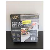 NEW THYME & TABLE 3-PIECE NESTING LOW BOWL SET MADE OF DURABLE STONEWARE
