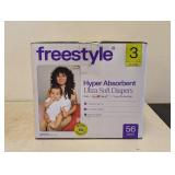 NEW FREESTYLE HYPER ABSORBENT ULTRA SOFT DIAPERS SIZE 3 56PK