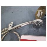 Shower head, light and towel rings...