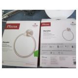 Shower head, light and towel rings...