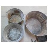 Vintage metal basins, metal decor a...