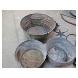 Vintage metal basins, metal decor a...