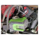 Box of assorted batteries, charger ...