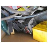 Box of assorted batteries, charger ...